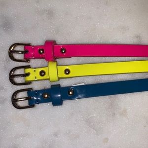 Ann Taylor Perfect Skinny Belts - Set of 3 - Neon yellow, hot pink, blue. Sz XS